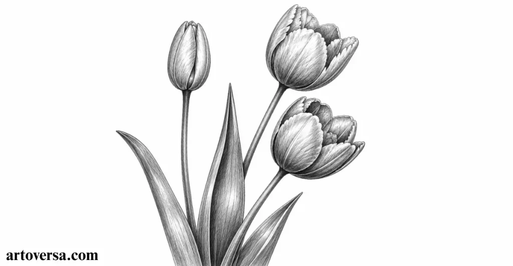 Final Tulips Drawing with Highlights