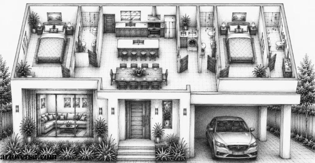 Add the Kitchen and Dining Area