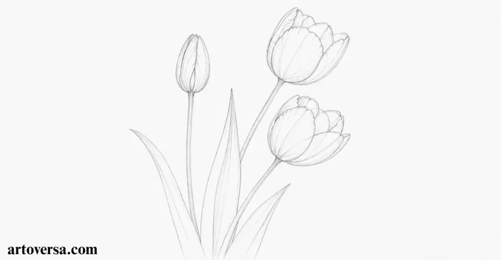 Easy Sketch of the Tulips