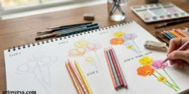Drawing Poppy Flowers with Colored Pencils Step by Step