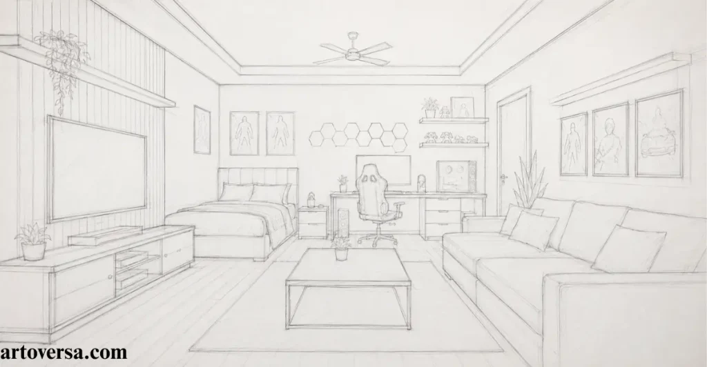 Sketch the Guest Room Structure and Perspective