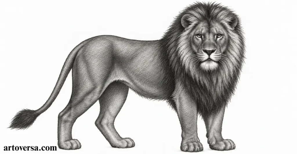 Shading the lion’s face and mane