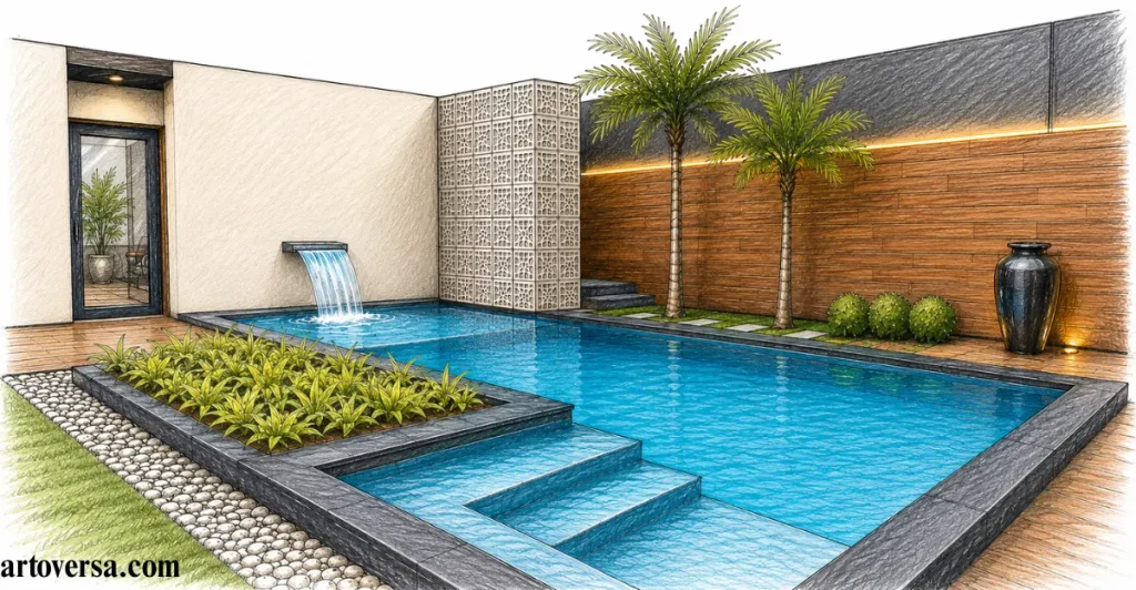 Sketch the Privacy Walls and Wooden Panels