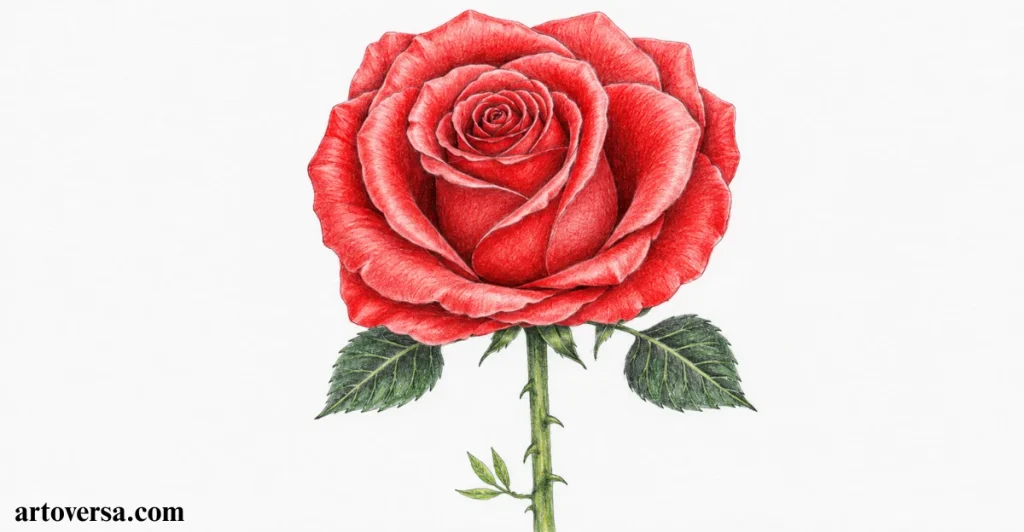  Build the Rose with Colored Pencils