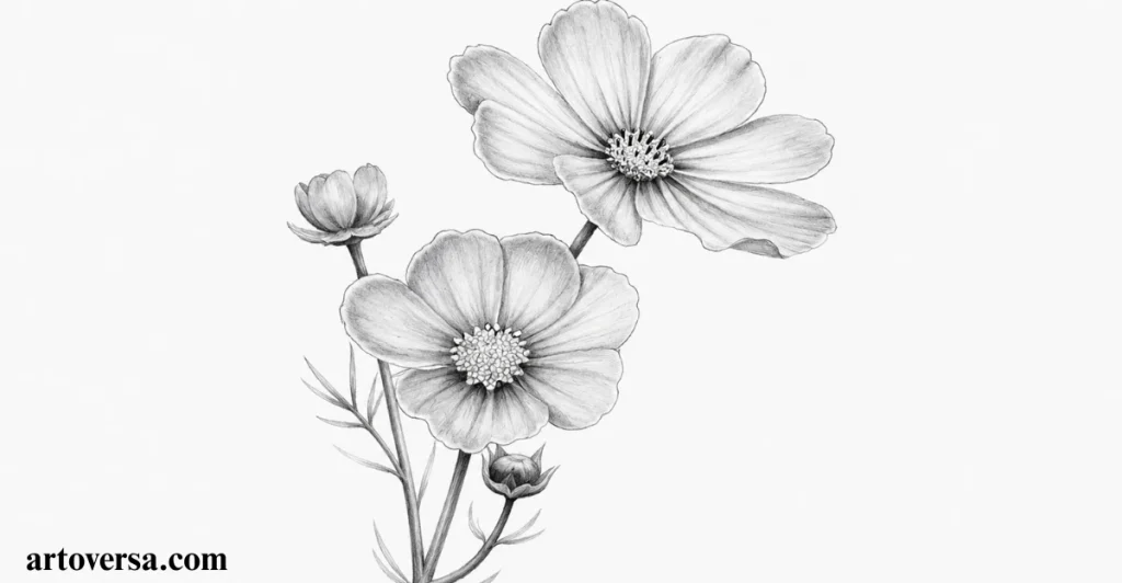 Draw Bright and Cheerful Cosmos Flowers