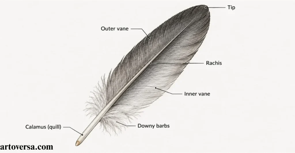Wing Feather Anatomy (Parts)